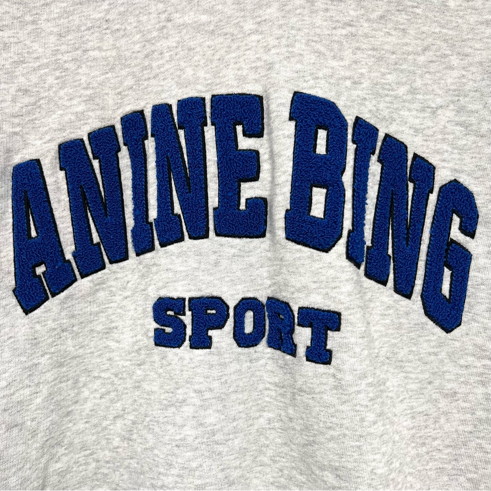 Anine Bing Sport Tyler Hoodie Grey Heather Logo Oversized Sweatshirt Women’s XS - Picture 5 of 13